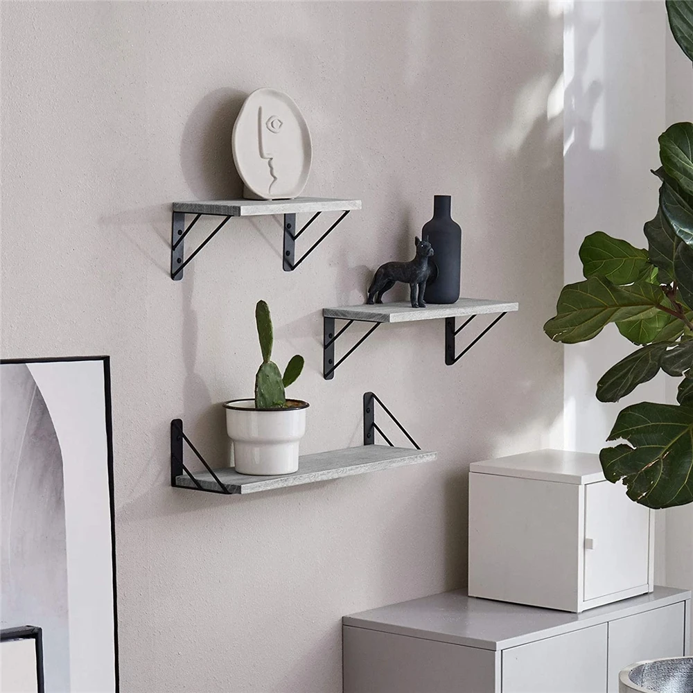 High Quality Solid Wood Wall Shelf Home Furniture Custom Made Wooden Floating Shelves Set of 3