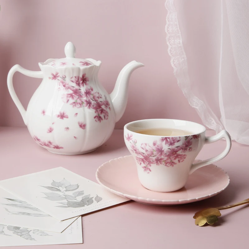 SU92 Wholesale Porcelain High End Ceramic Afternoon Coffee Cup And Saucer Tea Set