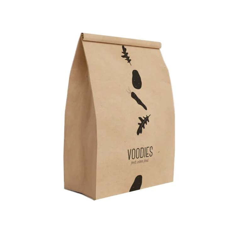 
Custom brown kraft takeaway food packaging paper bag flat bottom burger paper bag 