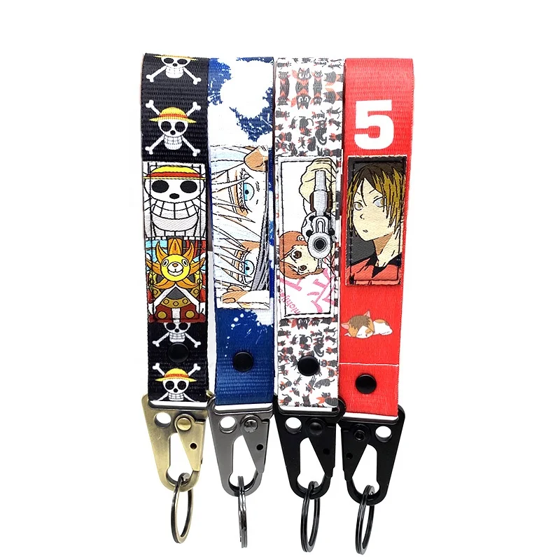 YYX custom JDM 15*2.5 cm Printed nylon carabiner lanyard wristlet jet tag keychain Anime Key strap