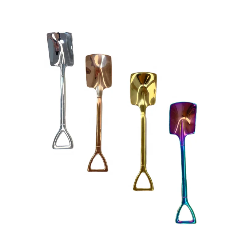 Stainless Steel 304 Shovel Shaped Spoon Creative Ice Cream Sugar Dessert Spoon Fruit Digging Spoon