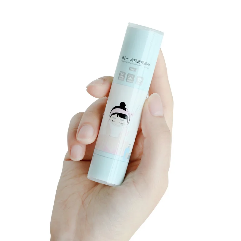 Fiber Compression Towel Disposable Travel Portable 10 Pcs Tube Cleaning Compressed Face Towel