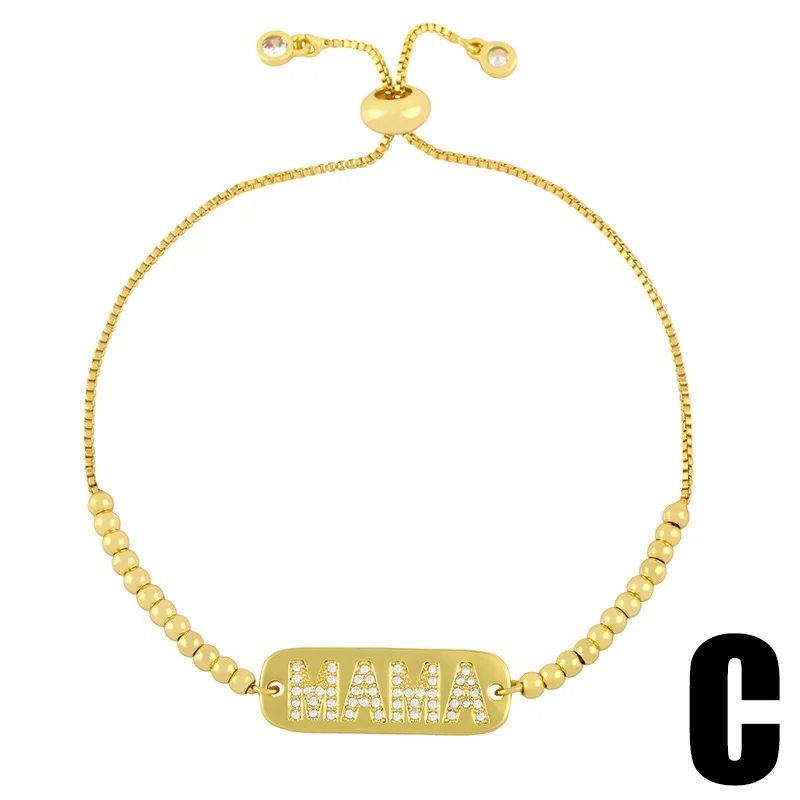 PJ-C430 Personalized simple title Baby bracelet with diamond heart lock adjustable gold plated bracelet