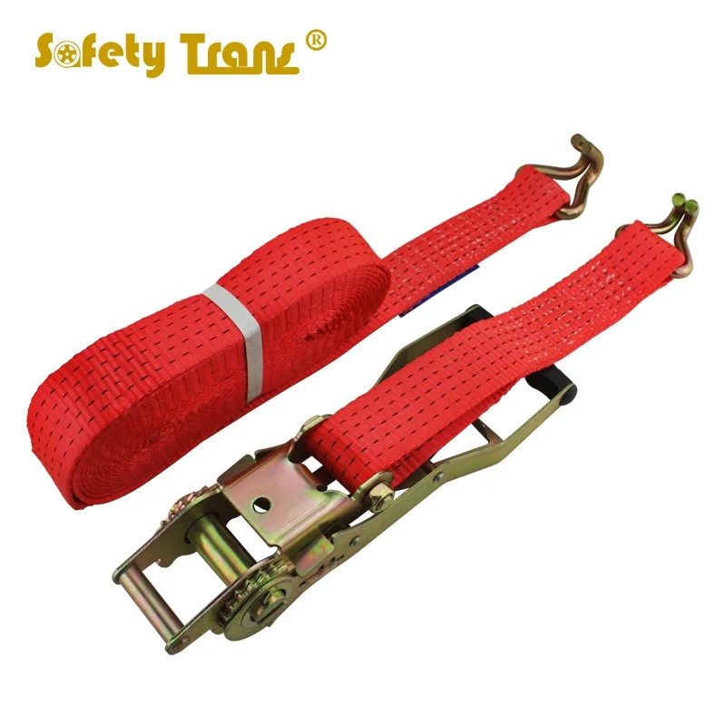 JIULONG 50mm ERGO RATCHET TIEDOWN 5T 12M RED WITH J HOOK en-standard
