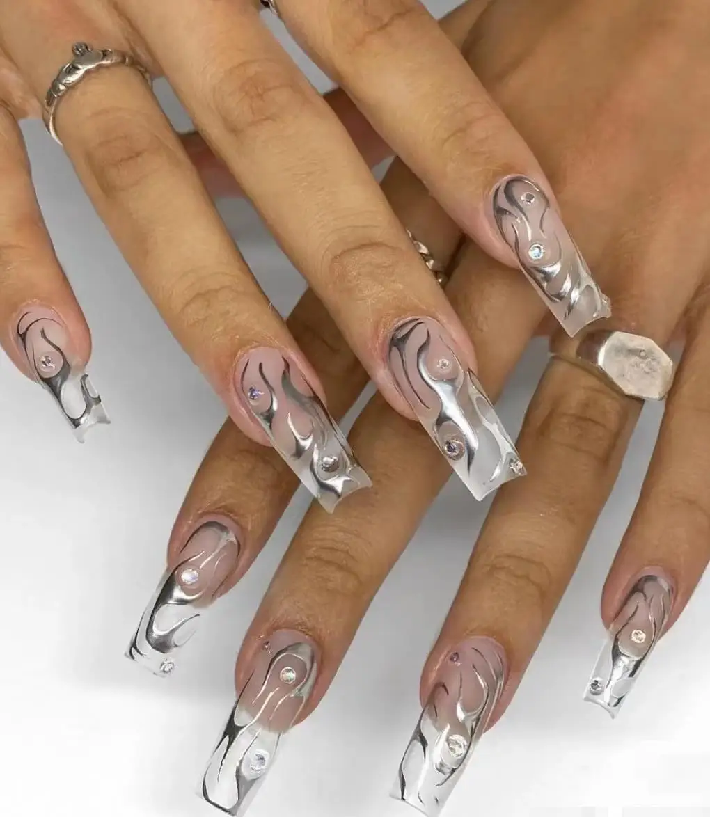 Удачный фасон с изображением Луны и звезд, бутылка для воды пакет коробки таможня напечатала Длинные накладные ногти пресс-24 шт.