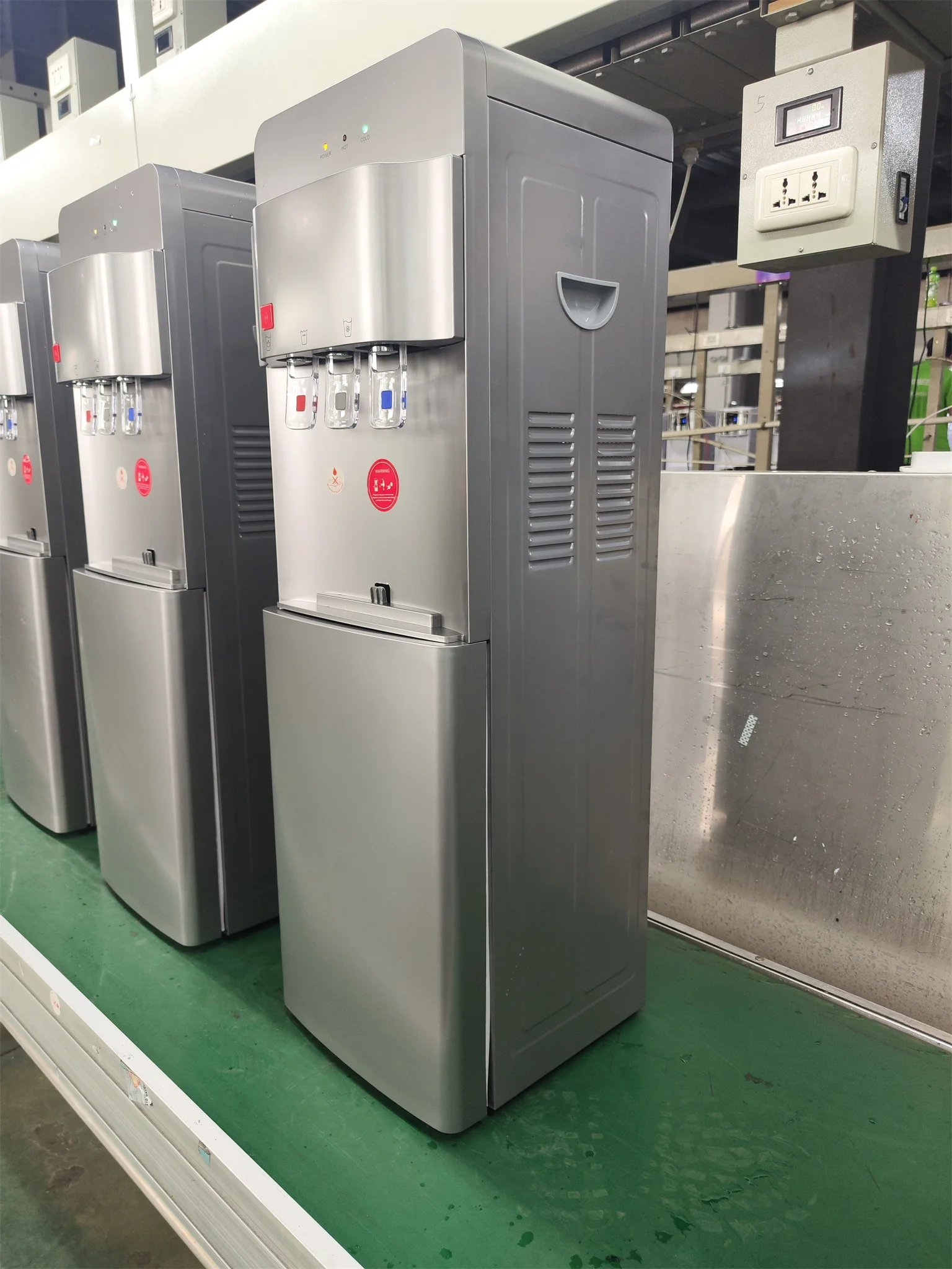 Floor Free Standing hot,normal,cold water cooler and dispenser machine with refrigerator cabinet for home,office,shops