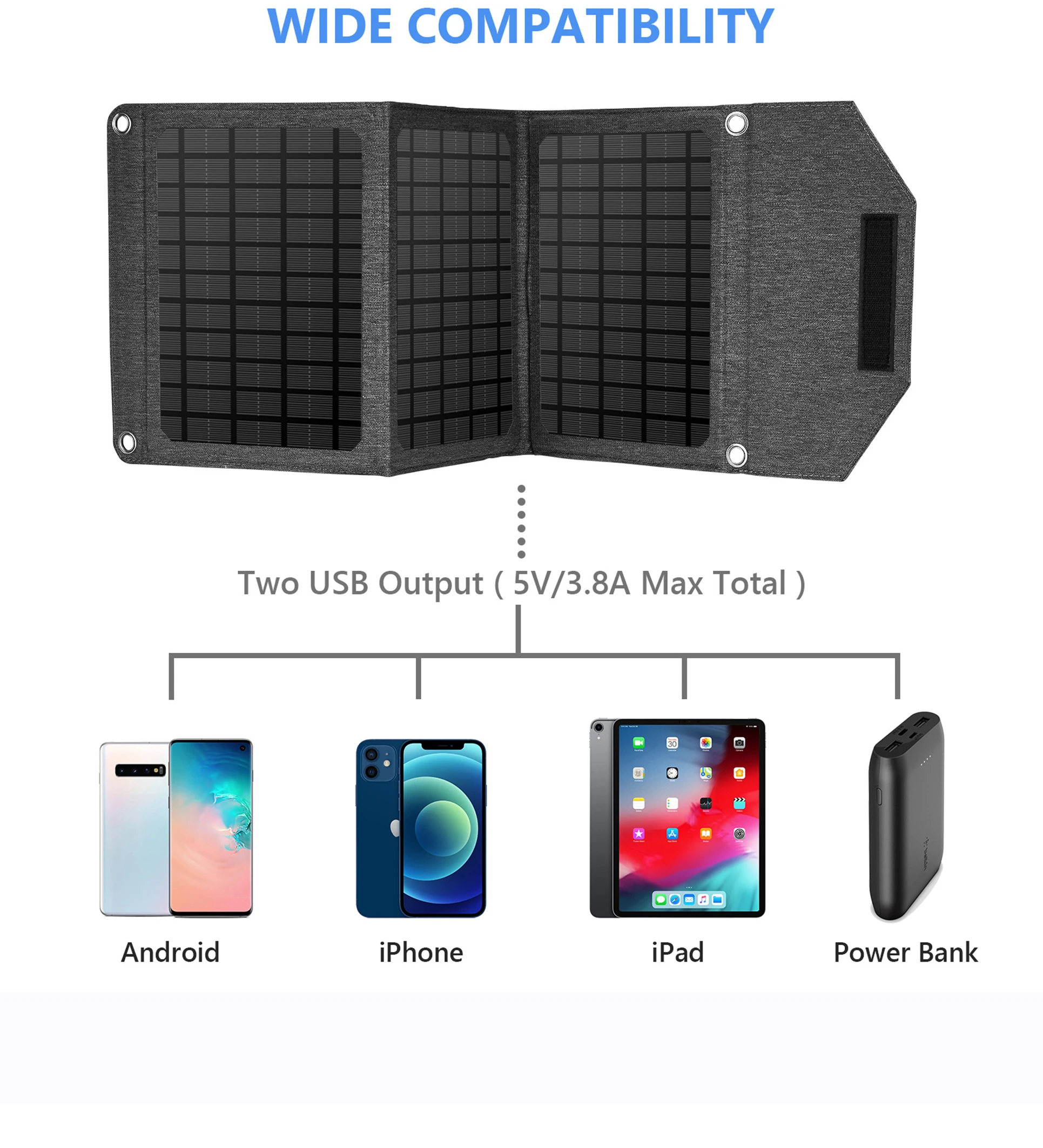 Portable 40W Foldable Camping Solar Panels with 12V Charging Wagon 200W Power Portable Folding Solar Panels