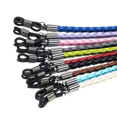 Custom Multi Color Braided Pu Cord Anti-lost Strap Face Masking Lanyard Eyeglasses Necklace Holder Masked Chain