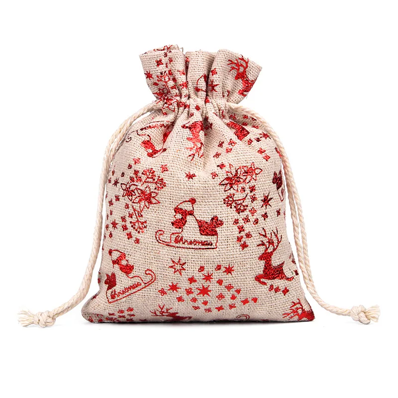 Cotton Candy Packaging Drawstring Christmas Gift Bags Wedding Jewelry Jute Linen Pouches