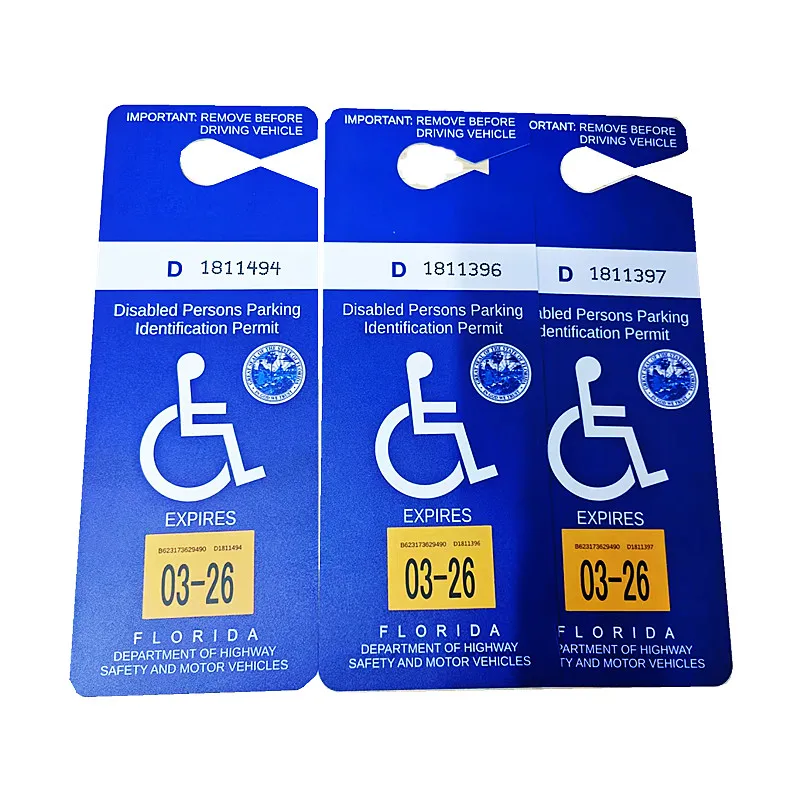 US Different State Different Parking Permit Florida Permit Card Plastic PVC Hard Hang Permit Parking Card