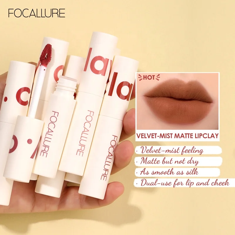  FOCALLURE оптовая продажа макияж веганская жидкая помада нюдовые матовые Жидкие помады глина для губ
