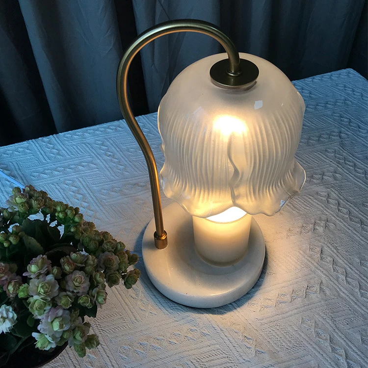 Wholesale Flameless Flower Shape Candle Heater Warming Light GU10 Electric Meltal Wax Melts Burner Melting Candle Warmer Lamp