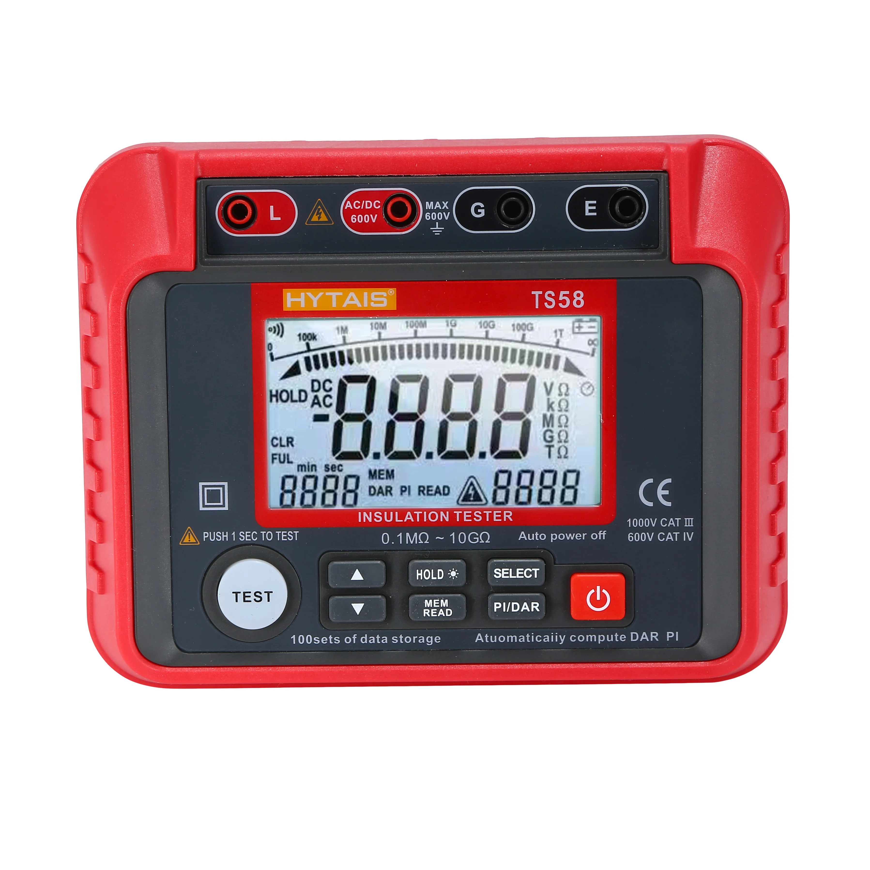 HYTAIS Multifunction Megger Meter High Voltage Digital Insulation Resistance Tester 50V/100V/250V/500V/1000V/2000V/2500V