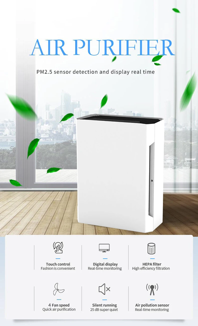 CE portable mini smart home use air cleaner HEPA filter air purifier