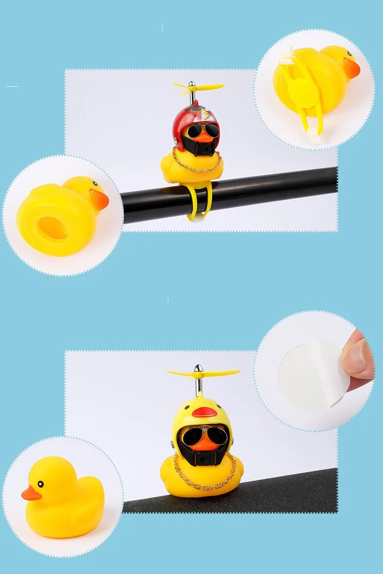 Wholesale Motorcycle Bike Bell Broken Wind Duck Riding Light Cycling Accessories Small Yellow Duck Helmet Child Horn