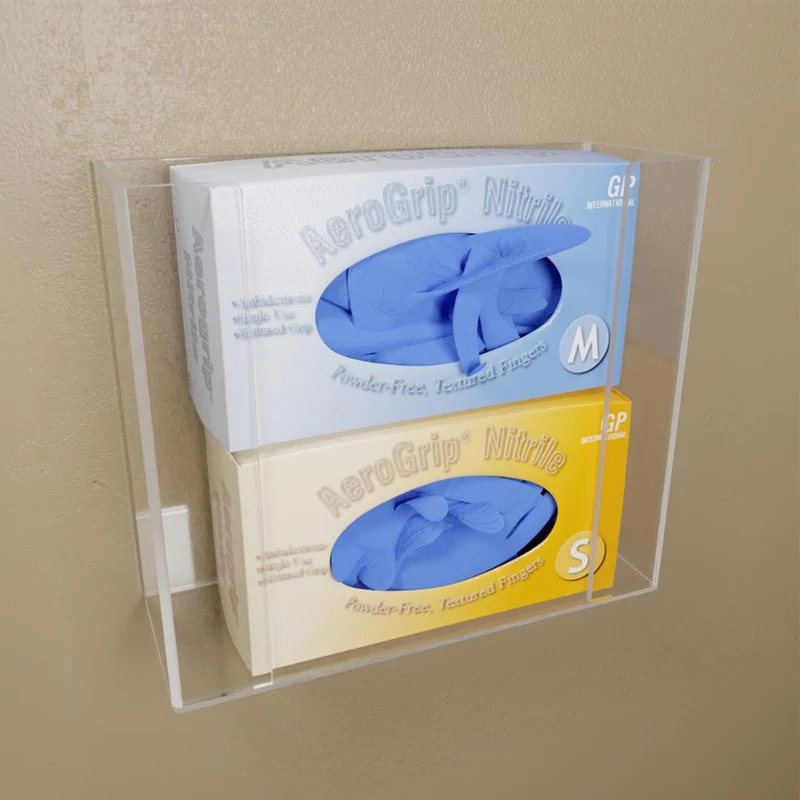 4 bins clear acrylic bulk gloves dispenser, perspex gloves storage case