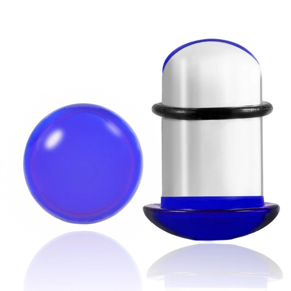 Evorte Hot Selling Dark Blue Glass Tunnel Plugs Single Flared Gauges Earrings with Black O-Ring Stretching Jewelry for Unisex