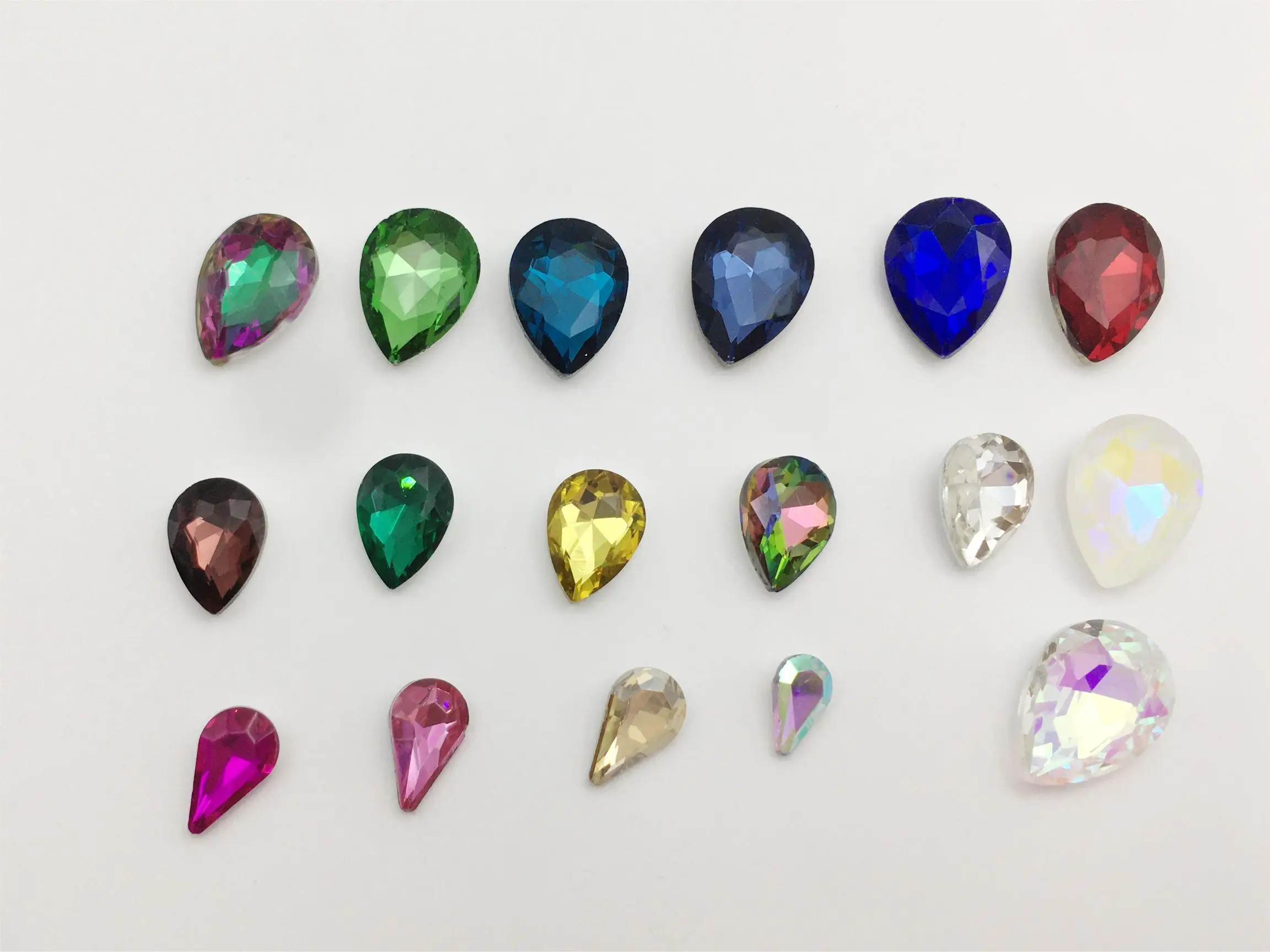 Wholesale DIY transparent glass rhinestone 18 * 25 white dot backed shoes, clothing, luggage, flower pointed bottom glue