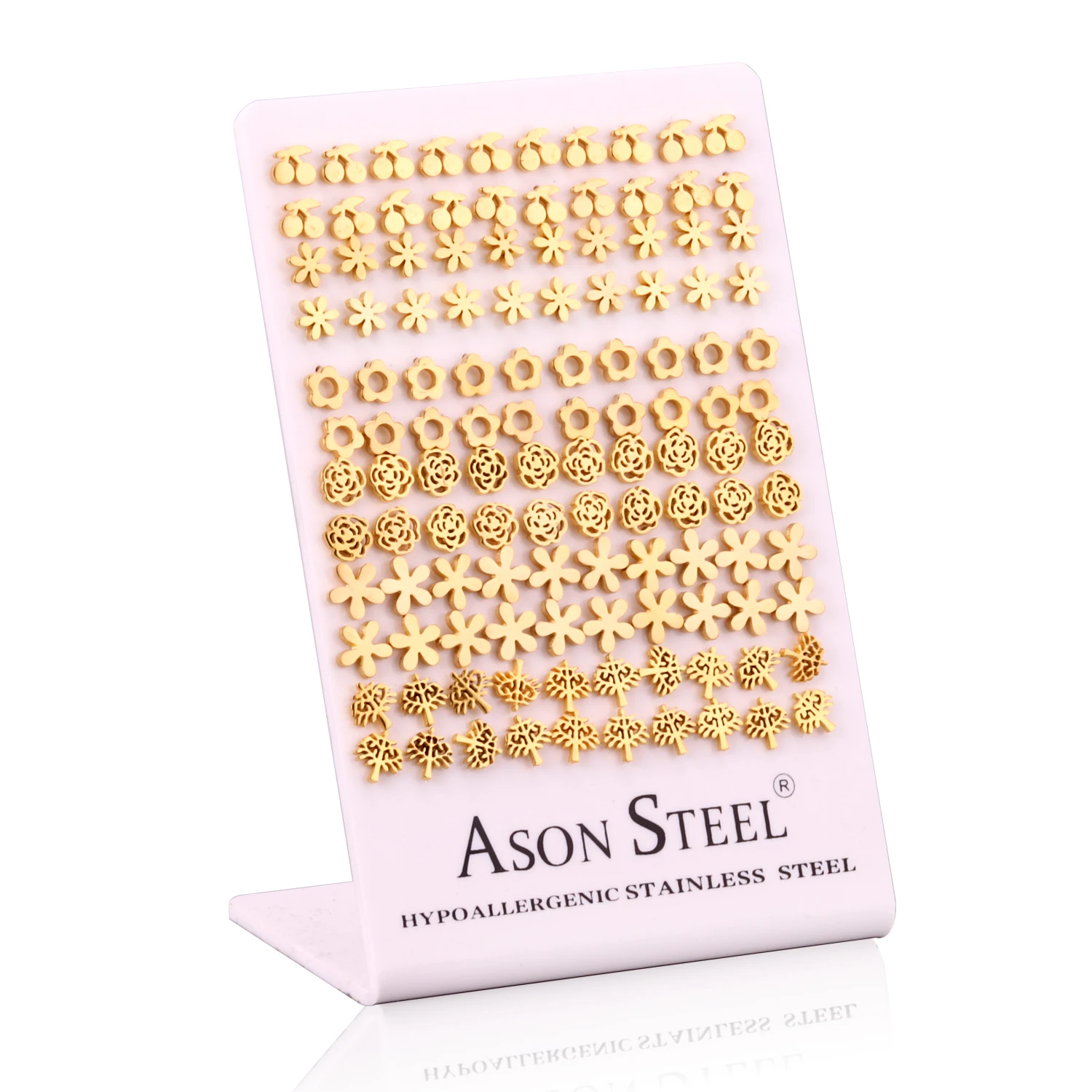 High Quality Gold Plated Stud Earrings Different Designs Stud Earrings Cards Display Set Earrings
