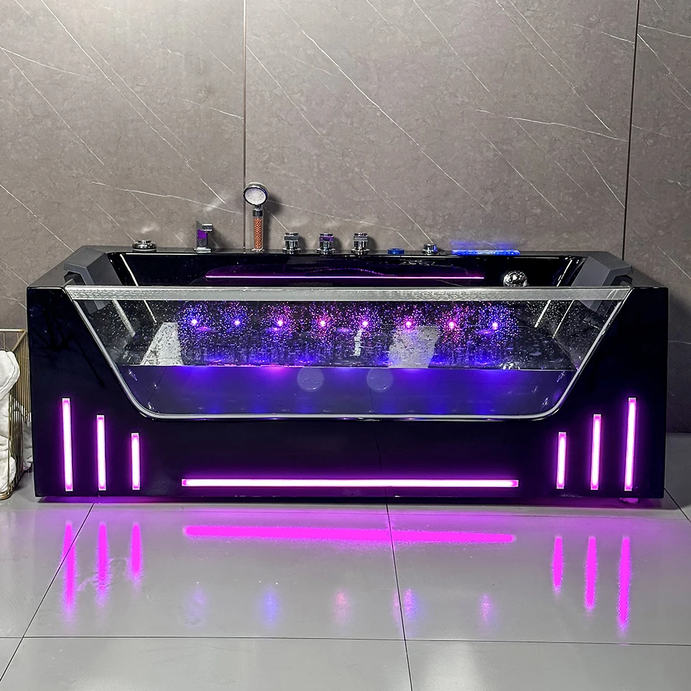 Manufacture custom color whirlpool bathtub whirlppol tub hydrotherophy massage spas tub With Pillow And Waterfalls