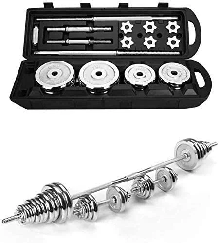 Multi-function Adjustable Weightlifting Barbell Set Gym Case 50kg Fitness Free Weights Chromed Dumbbell