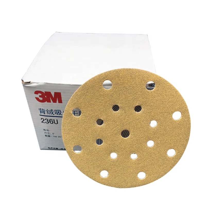 100 Pieces Of 3m 6 Inch 17-hole Sandpaper Car Putty Grinder Round Flocking 150mm