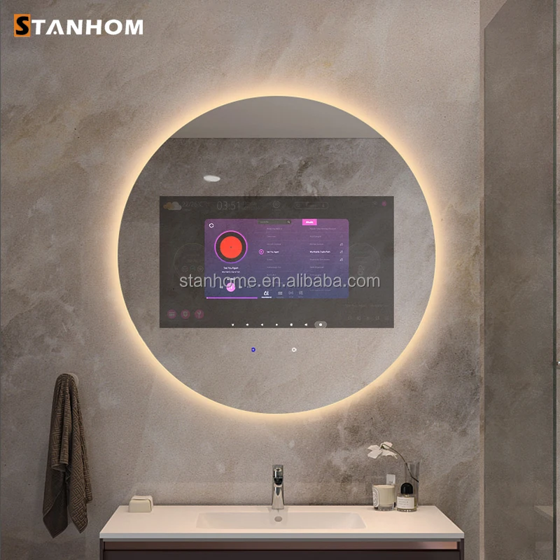 STANHOM ванная комната 13 3 дюймов Wi-Fi Android сенсорный экран светодиодное умное зеркало с камерой