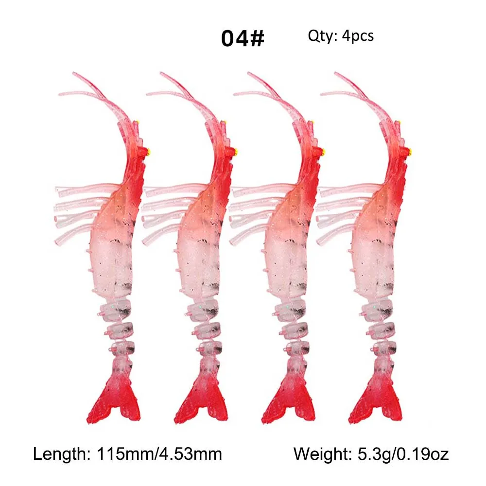 SUPERIORFISHING Soft Shrimp Lures 115mm Plastic Fishing Bait With Hooks Simulation Artificial Fishing Lures