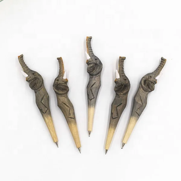 Smooth Writing Animal Style Wood Carving Pen Rogue Rabbit Shape Ballpoint Pens