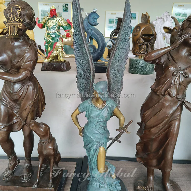 Custom Bronze Art Casting Western Figure Sculpture Goddess Carrying Water Kettle Bronze Women Sculpture