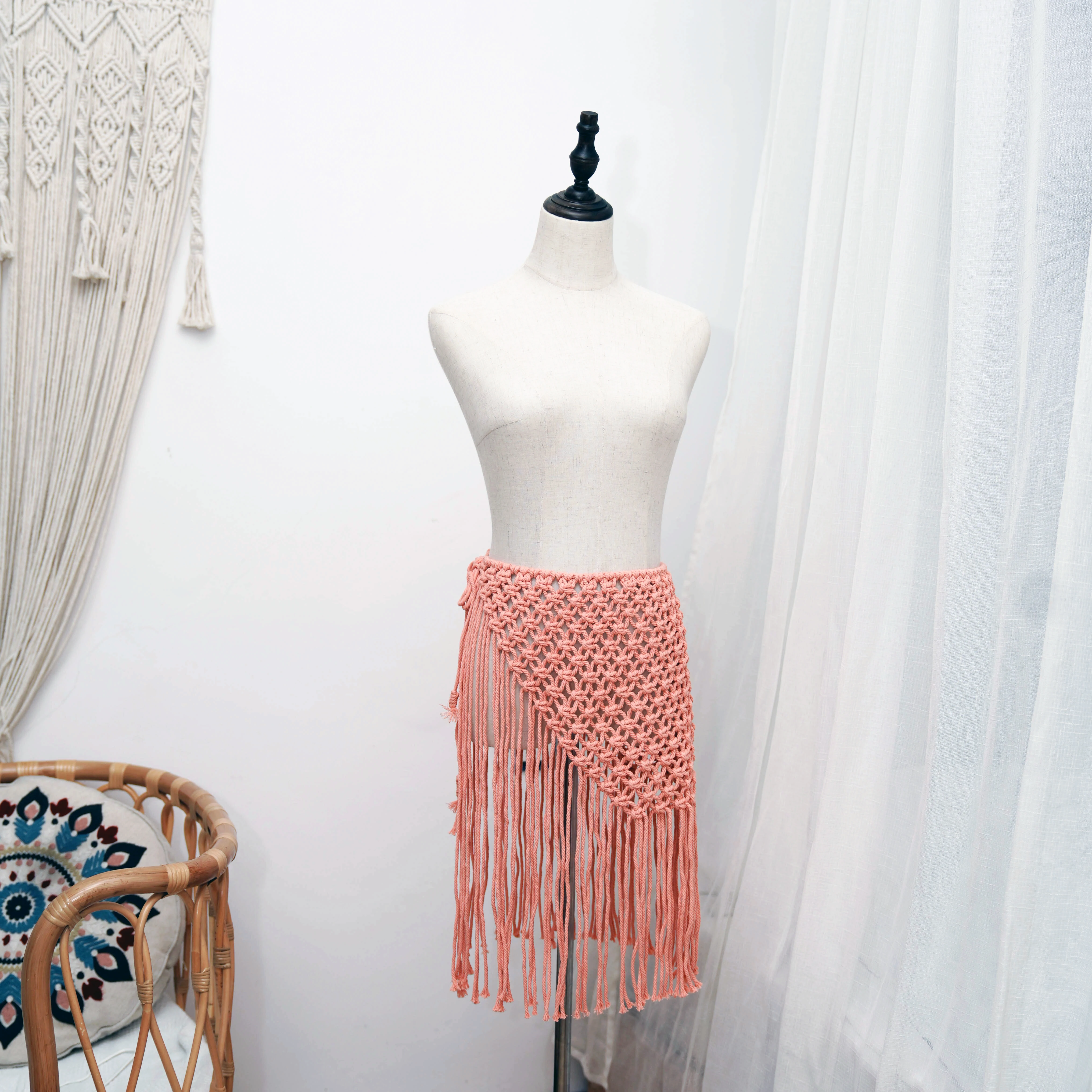 Summer Rave Festival Outfit Clothes Party Dress Handmade Beach Dress Macrame Skirt Clothing