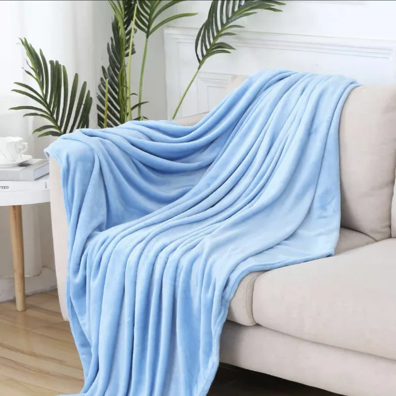 High Quality Super Soft Comfortable Polyester Flannel Blanket Coral Fleece Travel Blanket For Beds Cars