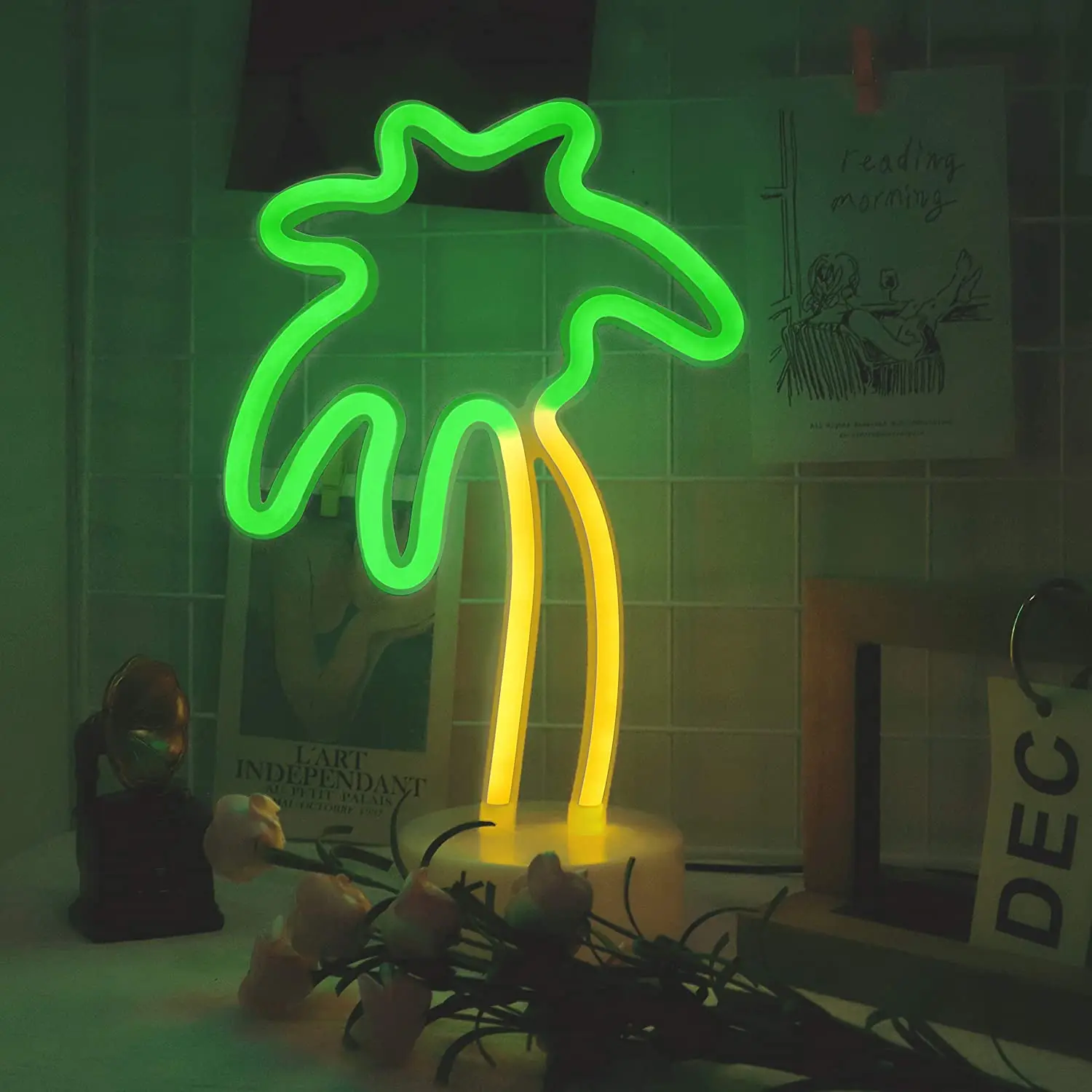 Bestseller coconut motif led neon light flexible waterproof lamp battery USB powered easy use light