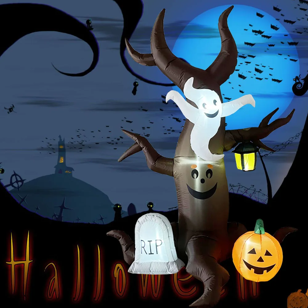 2.4m Custom Size Halloween Inflatable Outdoor Pumpkin Tree Customized Ghost Tree Inflatable For Halloween party