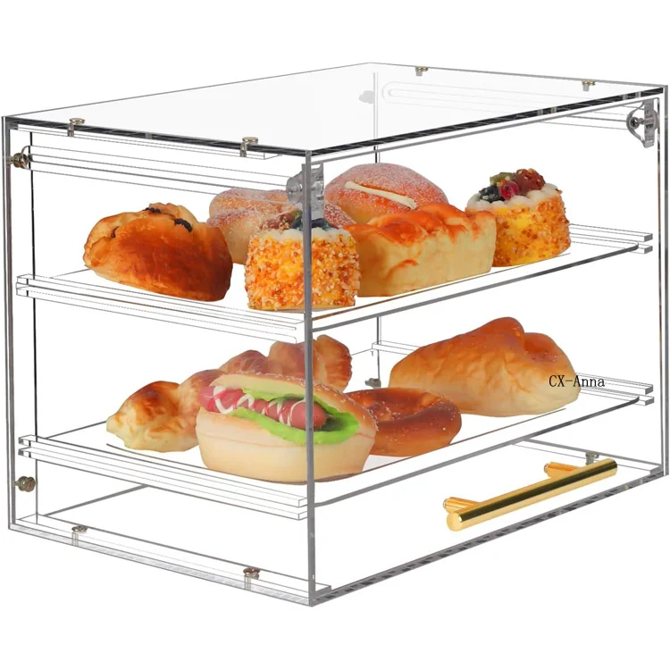 2 яруса, прозрачный акриловый витрина для хлеба, витрина из плексигласа, люцитовый шкаф для еды