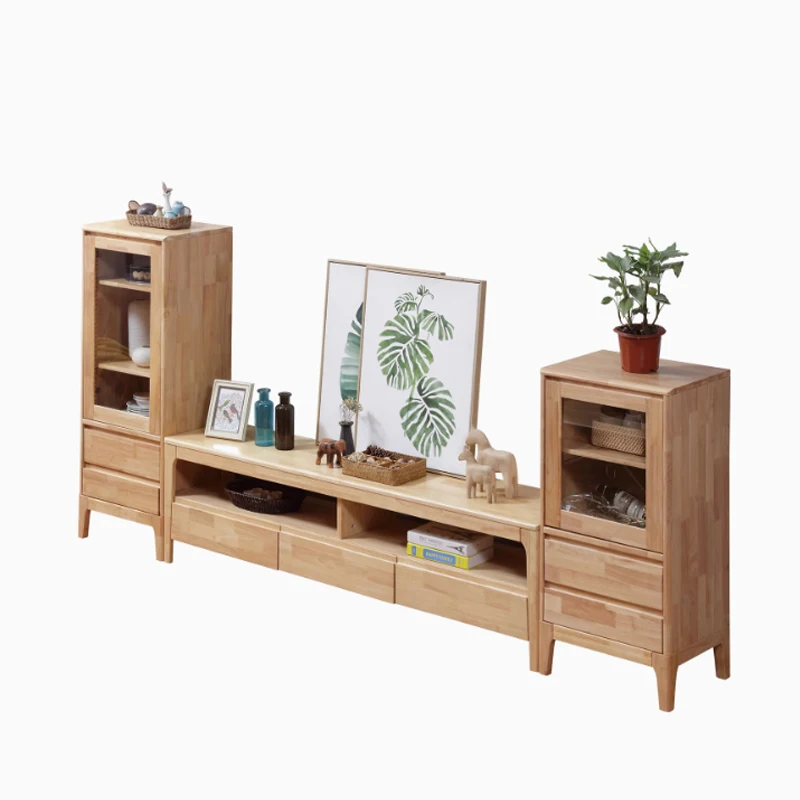 Solid Wood TV Cabinet Coffee Table Combination Modern Nordic Design for Small Large Apartments Direct Factory Sales for Home Use