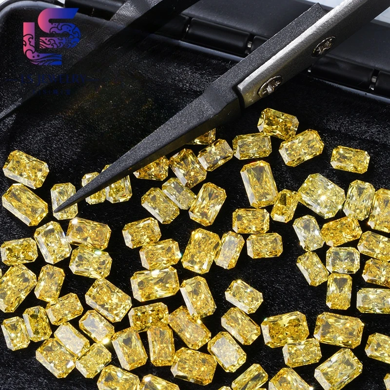 High quality supplier HPHT 0.1-0.5ct radiant shape colorful yellow fancy color lab grown diamond
