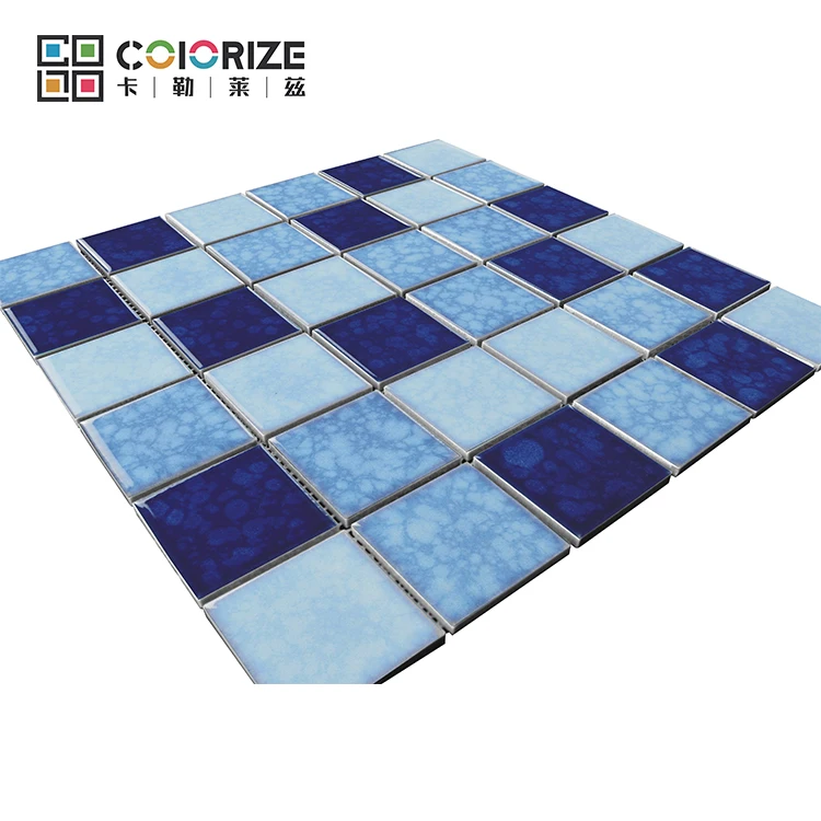Цветная мозаичная плитка для бассейна из голубого фарфора, высокое качество, фабрика Фошань, разнообразные квадратные фарфоровые плитки для бассейна