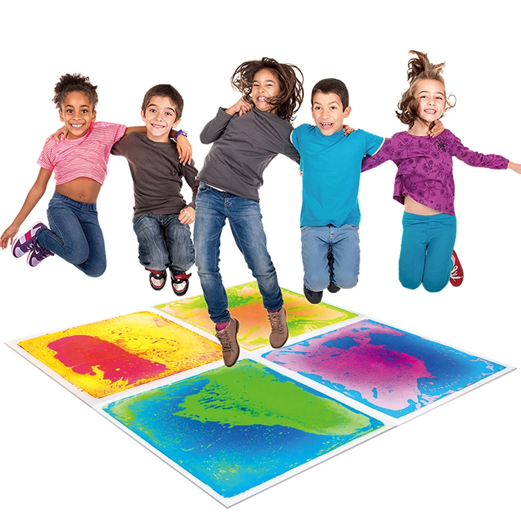 Factory Price 3d Interactive Color Liquid Indoor Floor Covering Magic Art Printed Peel and Stick Vinyl Floor Tile