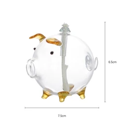 Decorative Hand Blown Table top Piglet shape Glass Oil Chimney Candle Lamp with Wicker Oil Burner