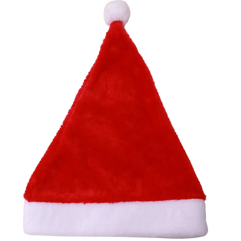 Wholesale high quality Custom LOGO Multicolored Christmas Party Decoration Plush Santa Claus Hat Christmas Hat for Adults