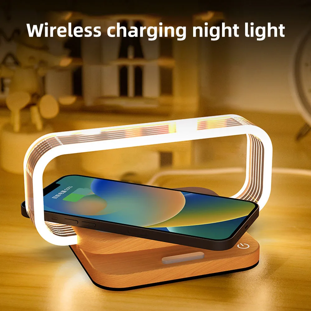 10W LED Mini Table Lamp Touch Control Electric Power Supply ABS Body Efficient Wireless Charging Mobile Phone Holder Bedroom