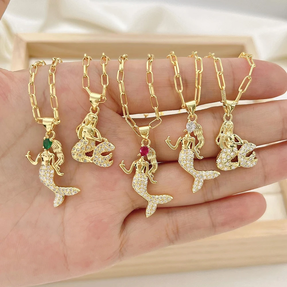 fashion jewelry animal pendant mermaid necklaces for girls
