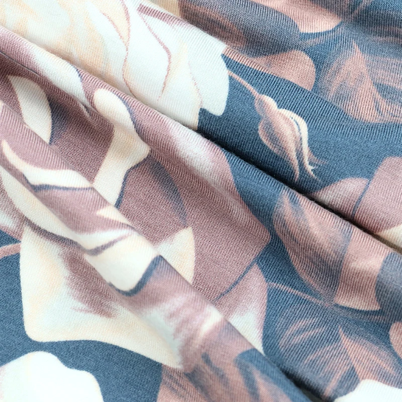 Modal 95%  Spandex 5% Weft Knitting Superfine fiber modal Fabric 170gsm Big Flower Print For Underwear/ Pajamas