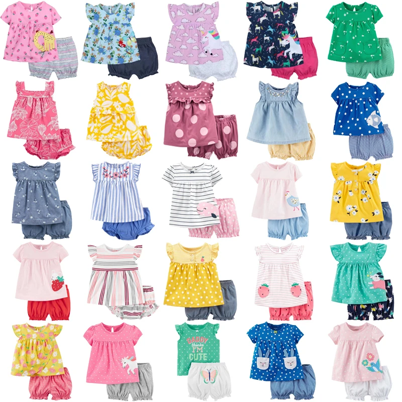 Summer 2 Piece Sets Short Sleeve Shorts Party Skirt Girls Children Clothes 6 Months Kids Suit Baby Girl Clothes 0-3 Months