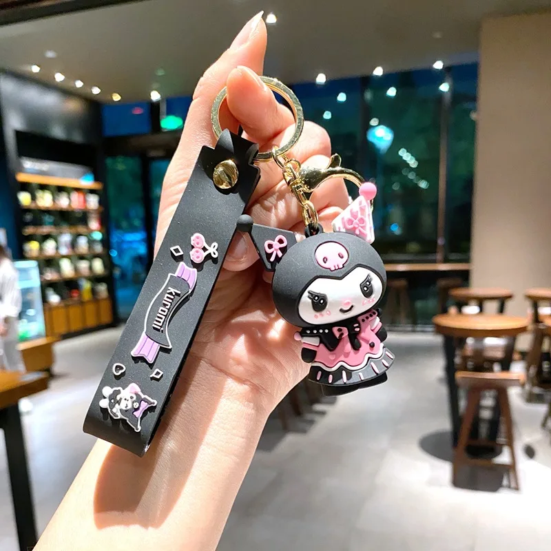 Wholesale Kawaii Sanrios Kuromi Keychain Pvc Doll Key Chain Cartoon Anime Cinnamoroll Bag Pendant Car Keyring Accessories Gift