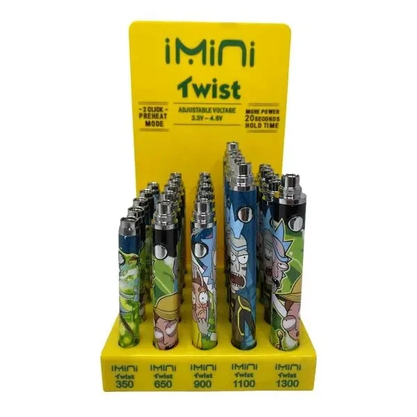 
Free shipping wholesale Imini Twist Slim Battery Kit Preheat CBD Variable Voltage 510 Twist Battery With Display Package 