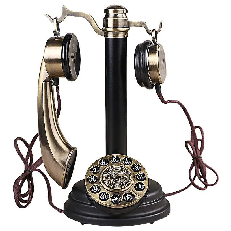 Antique Telephone  Retro Rotary Dial Wired Telephone Vintage Corded Telephone