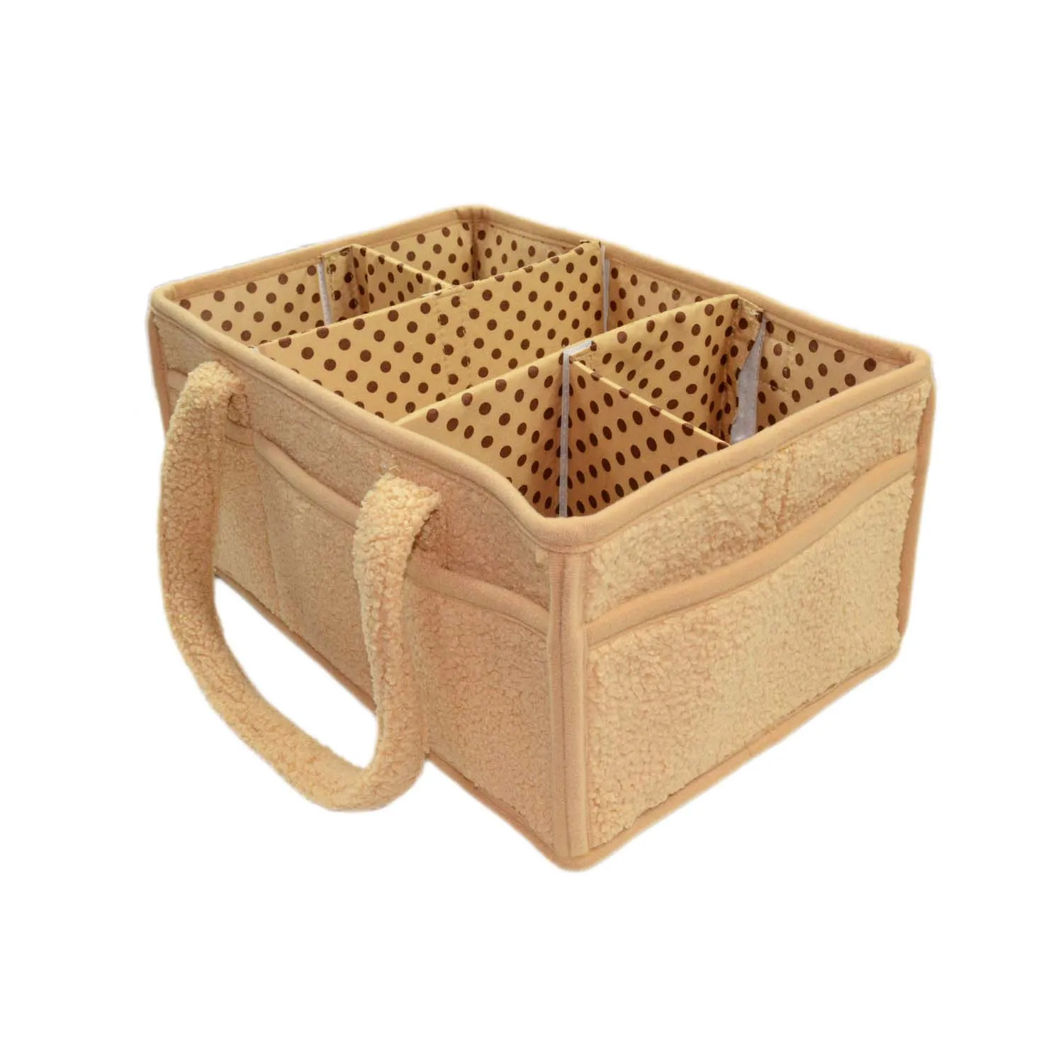 Newborn Essentials Gift for Baby Shower Teddy Sherpa Baby Diaper Caddy Organizer Nursery Storage Basket