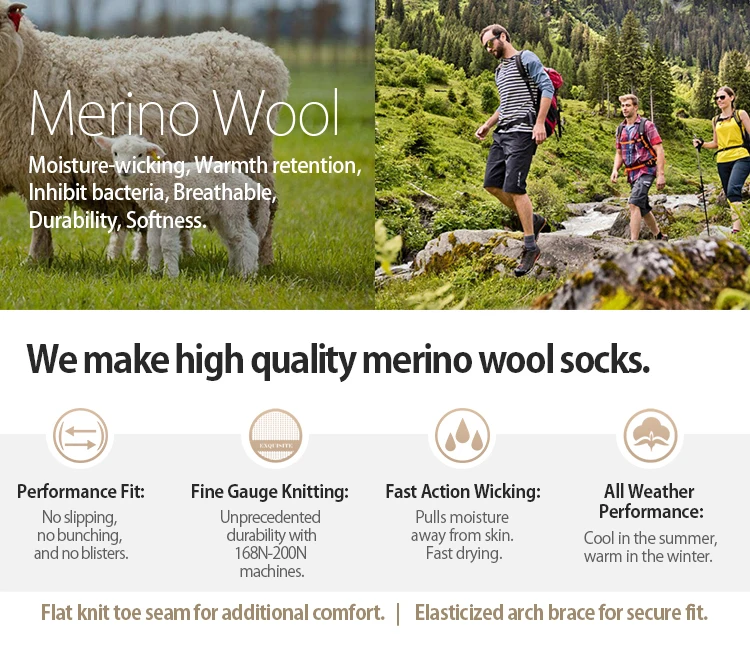 Soft Thick Cushion Warm Winter Merino Wool Compression Support Ankle Running Hiking Socks for Men Women